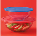 Pyrex 2pc 4qt and 2.5qt Glass Mixing Bowls with Plastic Lids