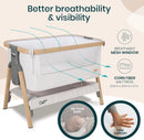 CoZee 2-in-1 Baby Bassinet & Bedside Sleeper - Silver & Oak