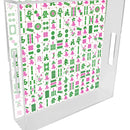 Mahjong Lucite Serving Tray - Green and Pink
