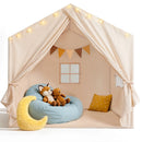 Kids Play Tent with Padded Mat and Lights - Beige