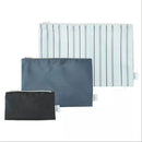 3pc Multiple Use Pouches Lightweight Toiletry Bag Set - Black/Blue/ Light Blue Stripe