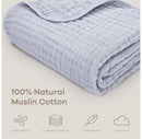 Baby Muslin Blanket, Large 40" X 40" By Comfy Cubs - Heather