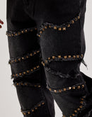 Caliber Cluster Pyramid Stud Stacked Denim Jeans