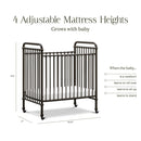 Abigail 3-in-1 Convertible Mini Crib - Vintage Iron