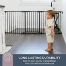Dreambaby Discovery Metal Baby Gate - 76.5" Extra Wide 3 Panel Walk Through Door for Angled Openings, Configurable for Stairs and Hallways, 29in High Discovery 3 Panel White 29-76.5 Inches