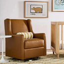 Wally Swivel Glider in Tan Vegan Leather w/Gold Base