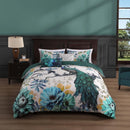 Bebejan Peacock Jardin 5 Piece Reversible Comforter Set - Queen