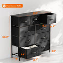 9 Drawer Fabric Dresser - Black