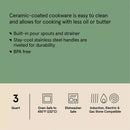3qt Nonstick Ceramic Coated Aluminum Sauce Pan - Cream