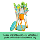 Summer by Ingenuity, Pop 'N Jump Portable Baby Activity Center, Indoor Outdoor Use, Lightweight, Carrying Bag, Canopy, 6-12 months (Animals)