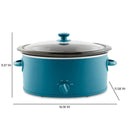 6 Quart Oval Slow Cooker w Glass Lid, -Corsair Blue
