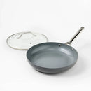12" Nonstick Ceramic Coated Aluminum Frypan with Cover Dark Gray - ™