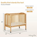2 in 1 Folding Portable Crib - Natural Wood