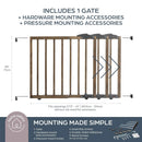 Dreambaby 27.5-41" Nottingham Rustic Wooden Baby Gate for Stairs and Doorways – Two Mount Options: Drill-in Walk Through Door Gate or No Screw Barrier - Stair Gate for Kids and Pets