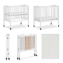 Lightweight Folding Portable Stationary Side Crib - White