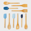 10pc Bamboo Silicone Kitchen Utensil Set Blue - ™