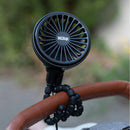 Portable USB Rechargeable Stroller Fan - Black