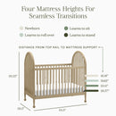 3-in-1 Convertible Spindle Crib - Natural Walnut