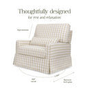 Crawford Chair and a Half Pillowback Swivel Glider - Tan Gingham