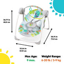 Portable Automatic 6-Speed Baby Swing with Removable -Toy Bar, 0-9 Months 6-20 lbs - Rainforest Vibes