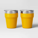 12oz 2pk Stacking Short Tumbler with Lid Yellow