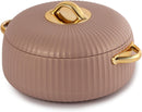 Cello Aurum Luxury Inner Stainless Steel Insulated Hot-pot 2500ml, Beige | Easy Grip Lid & Frim Twist Lock | BPA-Free, Durable, Suitable for Hot & Cold | Hot Box for Kitchen | Hot Pot for Home