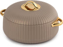 Cello Aurum Luxury Inner Stainless Steel Insulated Hot-pot 2500ml, Brown | Easy Grip Lid & Frim Twist Lock | BPA-Free, Durable, Suitable for Hot & Cold | Hot Box for Kitchen | Hot Pot for Home