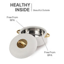 Cello Aurum Luxury Inner Stainless Steel Insulated Hot-pot 2500ml, White | Easy Grip Lid & Frim Twist Lock | BPA-Free, Durable, Suitable for Hot & Cold | Hot Box for Kitchen | Hot Pot for Home
