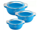 Cello Silvo Insulated Hotpot 3 Pcs Thermoware Casserole Set (500ml, 1000ml, 1500ml), Blue
