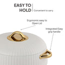 Cello Aurum Luxury Inner Stainless Steel Insulated Hot-pot 2500ml, White | Easy Grip Lid & Frim Twist Lock | BPA-Free, Durable, Suitable for Hot & Cold | Hot Box for Kitchen | Hot Pot for Home