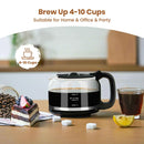 10-Cup Drip Coffee Maker With Built-in Grinder - Silver & Black