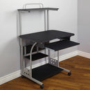 Mobile Computer Tower with Shelf - Black