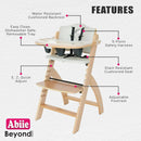 Wooden High Chair with Tray - Natural Wood - Dove Grey Cushion