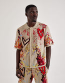 Chapter By Kohli Heart Paint Splatter Knit Button Shirt