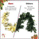 9 Feet Pre-Lit Artificial Christmas Garland With 50 LED Lights