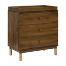 Gelato 3-Drawer Changer Dresser - Natural Walnut/Gold Feet
