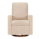 Cali Pillowback Swivel Glider in Chai Shearling w/ Dark Wood Base