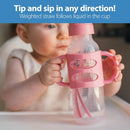 Narrow Sippy Straw Bottle with 100% Silicone Handles, 8oz, Pink - Pink