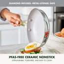 Stainless Steel and Ceramic Nonstick Fry Pan Set - 10" and 12"