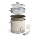 16 Cup Rice Cooker with Steamer Oatmilk: Nonstick Coating, Automatic Keep Warm, Tempered Glass Lid, 2 Settings