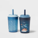 Kids' 14oz 2pk Dragon Single Wall Recycled Straw Tumblers Blue