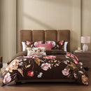 Bebejan Floral Garden on Mocha 5 Piece Reversible Comforter Set - King