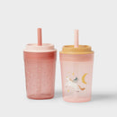 Kids' 14oz 2pk Unicorn Single Wall Recycled Straw Tumblers Pink