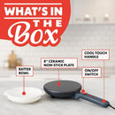 8" Electric Crepe Maker - Silver / Black