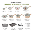Simply Cook 20pc Ceramic Nonstick Cookware Set - Beige