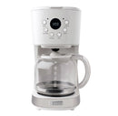 Coffee Machine, 12 Cup Programmable Drip Coffee Maker with Auto Shut-Off Function and Reusable Washable Water Filter, Ivory & Chrome
