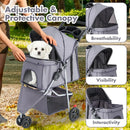 3 Wheels Pet Stroller for Small Dogs and Cats - Grey