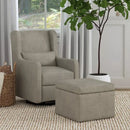 Adrian Swivel Glider With Storage Ottoman - Grey Linen