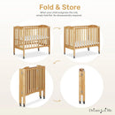 2 in 1 Folding Portable Crib - Natural Wood