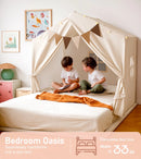 Kids Play Tent with Padded Mat and Lights - Beige
